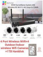Hikvision Ezviz X5S wireless 4 Channel NVR with 4 outdoor/indoor  wireless CCTV Cameras (1TB Seagate Surveillance harddisk included)