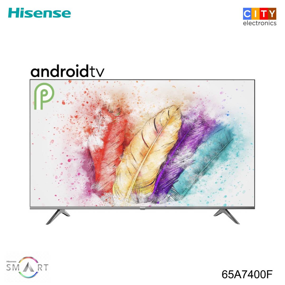 HISENSE 65A7400F  65" 4K UHD Smart Android LED Tv With Google Certified Android 9.0 & Bluetooth Voice Command Remote