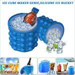 Ice Bucket, Large Silicone Ice Bucket & Ice Mold with lid, Revolutionary Space Saving Genie Ice Cube Maker for Chilling , Beverage