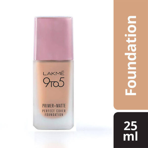 Lakme 9 to 5 Primer + Matte Perfect Cover Foundation - C100 Cool Ivory (25 ml)