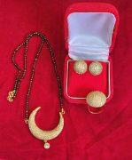 Latest Design Mangalsutra With Matching Earrings And Adjustable Finger Ring
