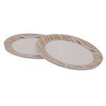 Light Brown/White Wood Design Big Round Melamine Plate Set Of 6 Pcs 9 Inches