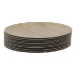 Light Brown Wood Design Round Plate Set Of 12 Pcs