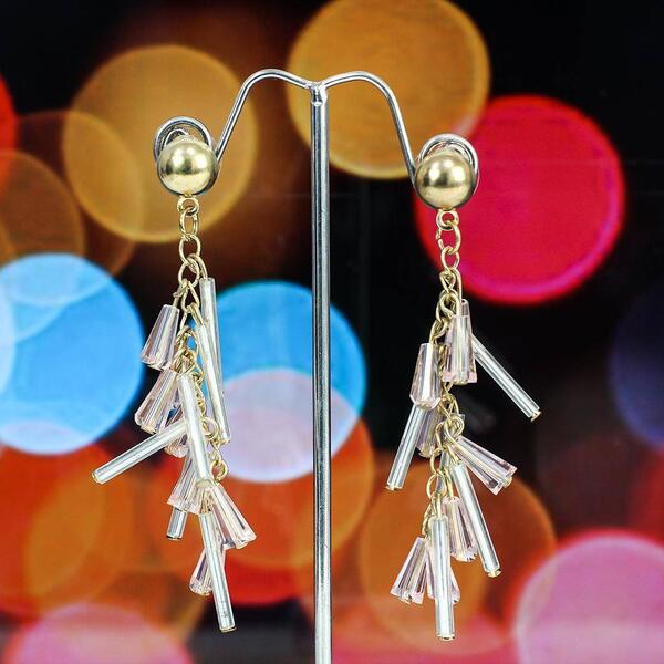 Long Crystal Chain Designed Drop Earrings For Women
