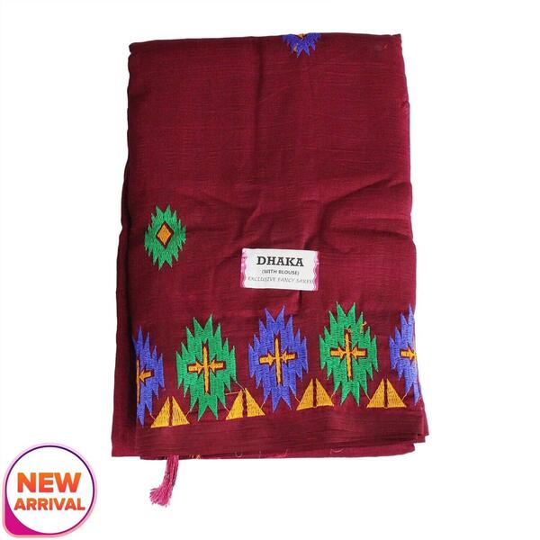 Maroon Dhaka Saree For Women