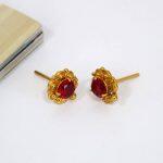Maroon Solid Rhinestone Stud Earrings For Women