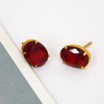 Maroon Solid Stone Stud Earrings For Women