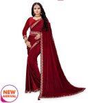 Maroon Velvet Saree For Women