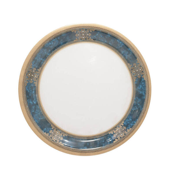 Melamine Blue/Golden Designed Round Plate - 11 Inches