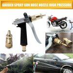 Metal Brass Water Nozzle Spray Gun for Garden Wash Car Bike with Spray Gun Hose to Watering Washing Cars, Plants Gardening Washer High Pressure Hi Clamp Motorbike