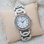 Millenium  Diamond Cutting Glass Dial Bracelet Design Strap Stainless Steel Analog Watch For Women
