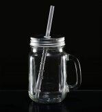 Mocktail Mason Jar with Stainless Steel Lid and Straw -(500ml)