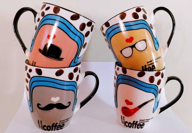 Moustache Printed Tea Coffee Ceramic Mug, (360 Ml)