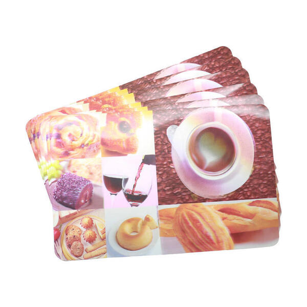 Multi Color 3D Coffe Printed Dining Table Mat With Coaster (17*11 Inches)