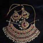 Multi-Colour Earrings, Bindi And Necklace Set For Women