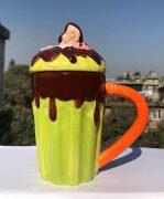 Multicolored Ice Cream Shaped Ceramic Mug With Lid