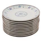 Off Green Flower Printed Round Melamine Plate Set Of 12 Pcs 8 Inches