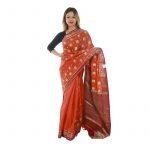 Orange Silk Floral Printed Saree For Women