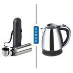Pack Of 1 Stainless Steel Thermos Bottle 1 Liter + 2 Liter Electric Kettle