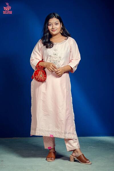 Peach Kurti and Plazo Set For Women