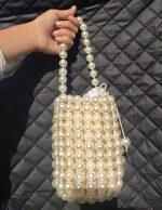 Pearl and Beads Embedded Hand Bag