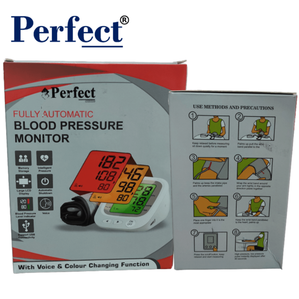 Perfect Blood Pressure Monitor With Voice Assistance And Color Changing Function