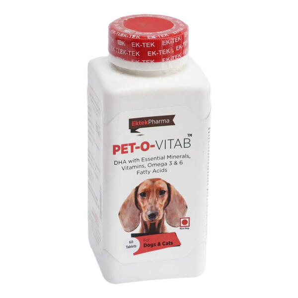 Pet-O-Vitab DHA with Essential Minerals,Vitamins, Omega 3 & 6 Fatty Acids-60 Tablets