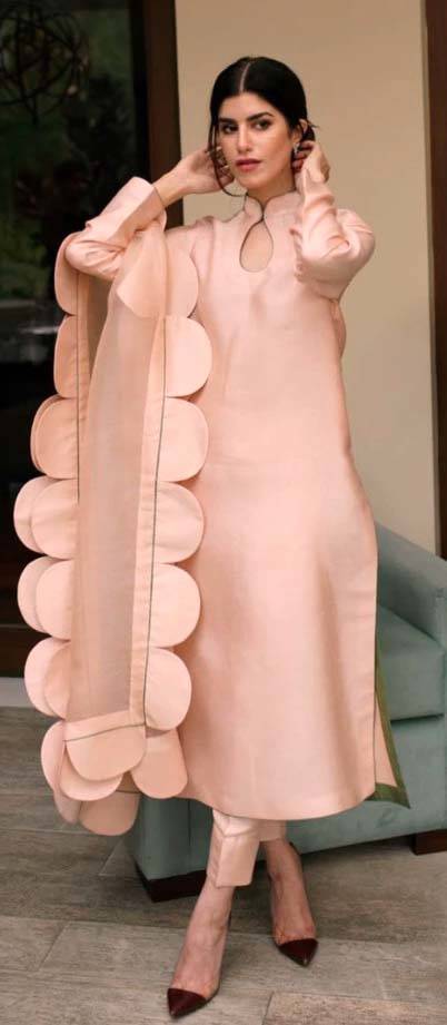 Pink Colored Partywear Top and Ankle length pent with Beautiful Duppata Attractive Kurti For Women