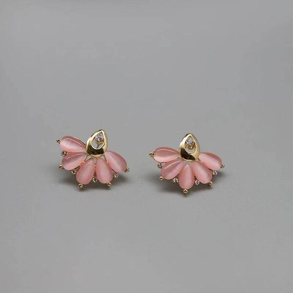 Pink Floral Design Stud Earring For Women