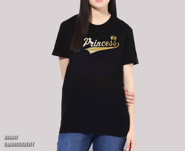 Princess Black Printed T-Shirt For Women