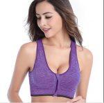 Professional Shockproof Fitness Push Up Sports Bra Zipper Running Women Seamless Padded  Top Bra