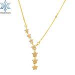 Pure Gold Plated Chain With White Stone Dangling Stars Locket For Women