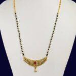 Pure Gold Plated Mangalsutra(Black Potey) With White Stones And Ruby For Women