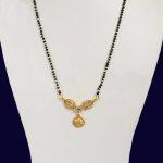 Pure Gold Plated Mangalsutra(Black Potey) With White Stones For Women