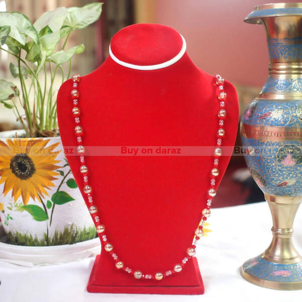 Red/Crème Crystal Necklace For Ladies