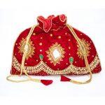 Red Embroidery Potli Ladies Bag