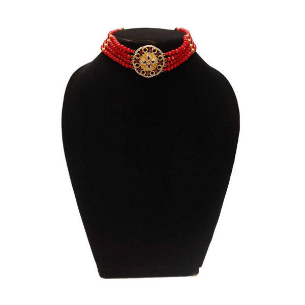 Red/Gold Crystal Chokkar For Women