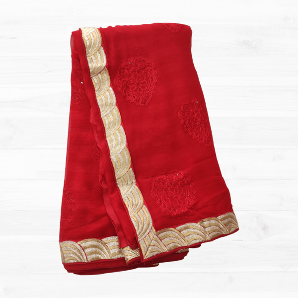 Red Saree With Beautiful Border