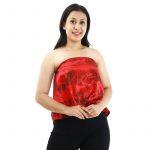 Silk Off Shoulder Flower Printed Tops For Women