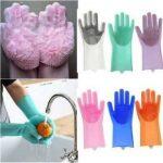 Reusable Silicone Dish Washing Cleaning Scrub Gloves Multifunction Silicone Dishwashing Gloves for Kitchen Household Accessories