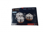 Round (base) 3 Pieces Copper Base Stainless Steel Handi Set, For Hotel/Restaurant