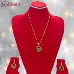 Round Golden Locket And Earring For Women