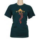 Round Neck Ganesh Printed 100% Cotton T-Shirt For Women- Dark Green – 016