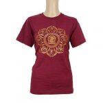 Round Neck Mandala Printed 100% Cotton T-Shirt For Women- Maroon – 03