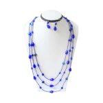 Sachhyam Craft Blue Glass Beads 3 Step Necklace Set