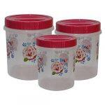 Set Of 3 Yellow Floral Small Plastic Containers