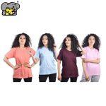 Shangrila 100% Cotton T-Shirt For Women (Peach/Sky Blue/Maroon/Pink)