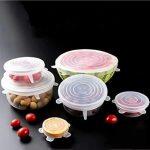 Silicone Food Covers Flexible Reusable Lids for Food Storage Home Organization Eco-Friendly  -Set of 6