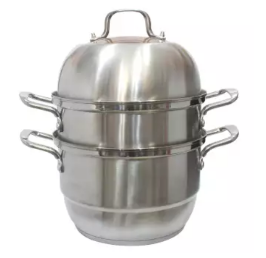 Silver 2-Tier Stainless Steel Momo Steamer/ Momo Kho 26 cm
