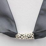 Silver Circle Crazy Curved Tube Pendant With Black Ribbon